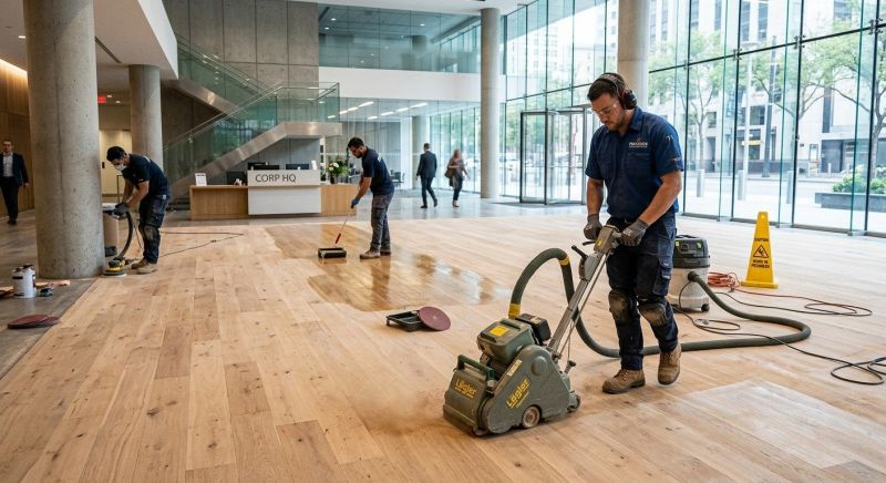 Our team working on Wood Floor Service projects in Manchester, NH