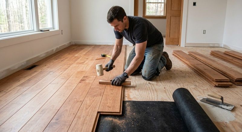 Cherry Floor Installation in Hudson, NH